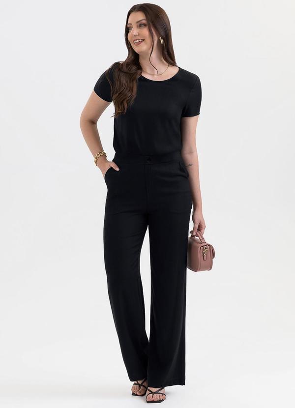 Conjunto Blusa e Calça em Viscose Preto