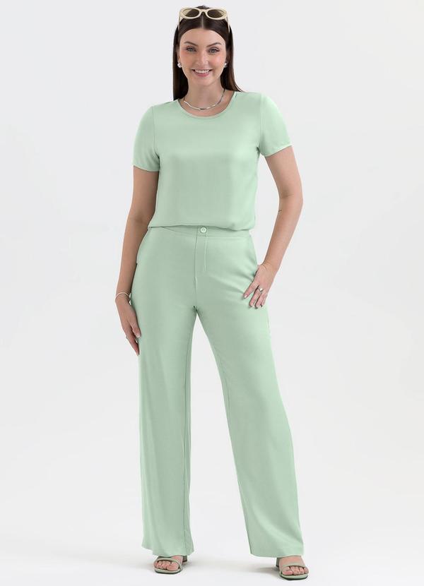 Conjunto Blusa e Calça em Viscose Verde