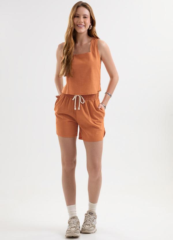 Conjunto em Tecido Texturizado Laranja
