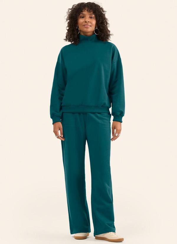 Conjunto Blusão com Calça Moletom Felpado Verde