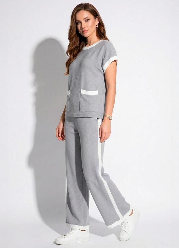 Conjunto Cinza Malha Tricot