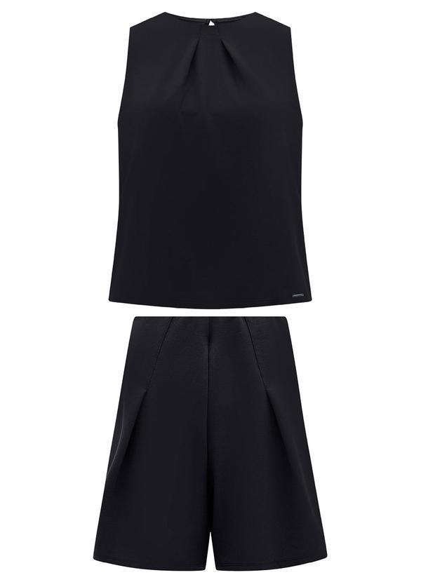 Vista 2 Conjunto com Blusa e Shorts em Malha Preto Lunender Lunender