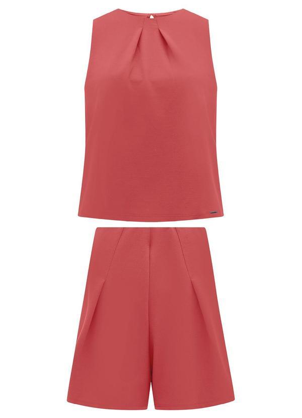 Vista 2 Conjunto com Blusa e Shorts em Malha Rosa Lunender Lunender