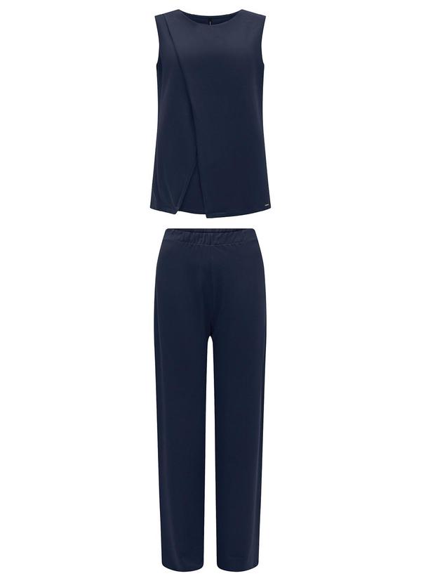 Conjunto com Calça e Blusa Transpassada Azul