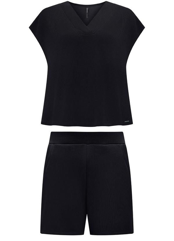 Vista 2 Conjunto com Shorts e Blusa D Tricô Preto Lunender Lunender