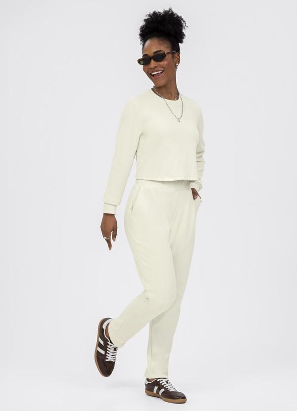 Conjunto em Malha Texturizada Off White