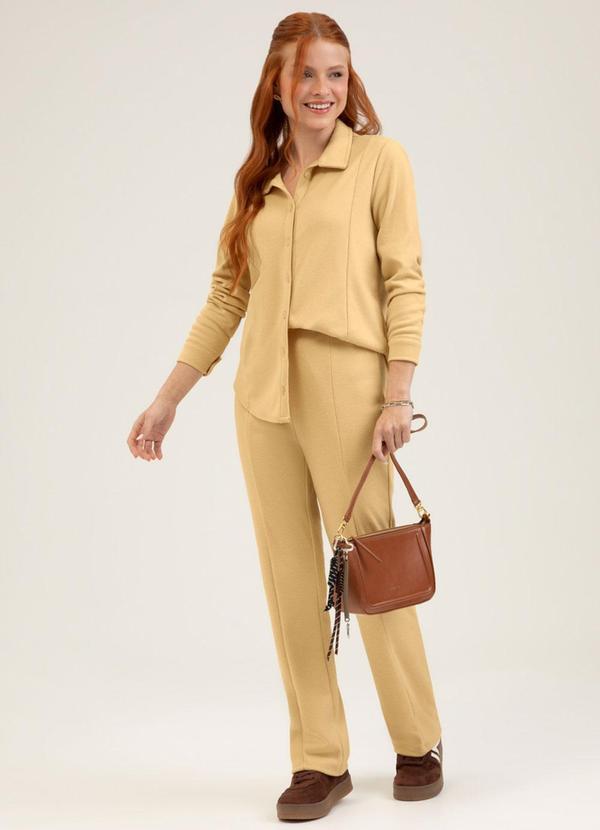 Conjunto em Tecdio Aveludado You Amarelo Claro