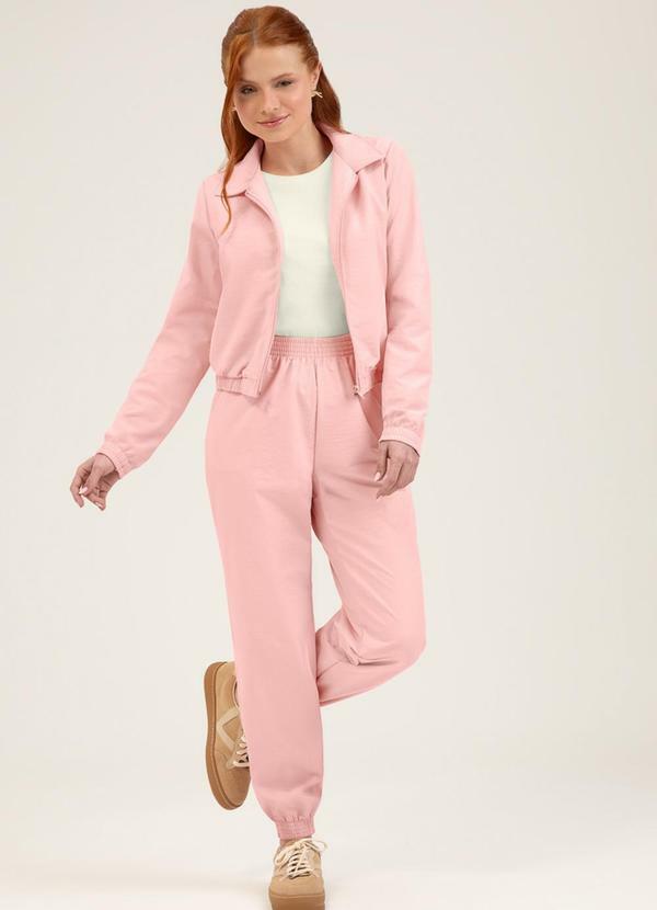 Conjunto em Tecido Tricoline Rosa Claro