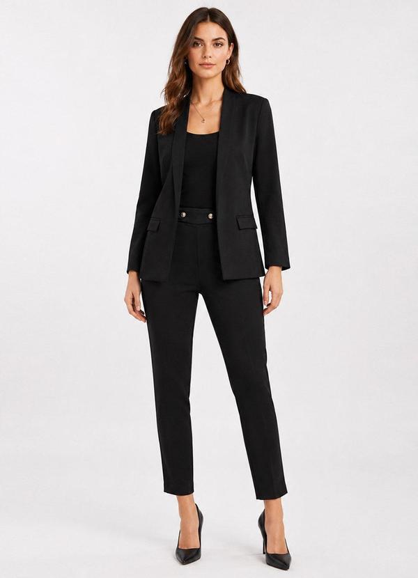 Conjunto Feminino Blazer e Calça Reta Preto