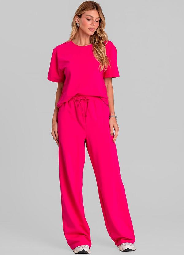 Conjunto Feminino Blusa com Calça Rosa