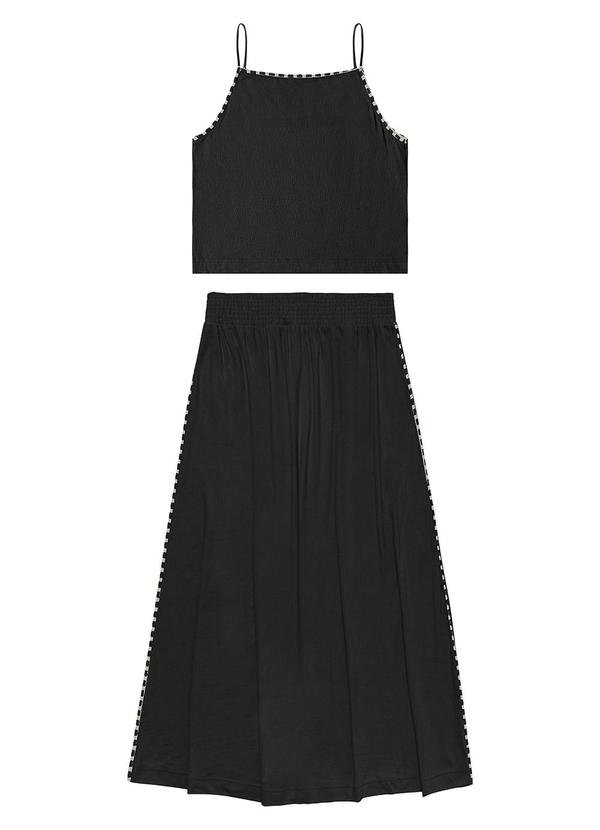 Vista 2 Conjunto Feminino Blusa com Saia Midi Preto Endless Endless