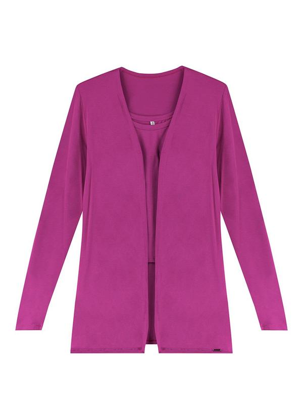 Vista 2 Conjunto Feminino Cardigan e Regata Roxo Marialícia Marialícia