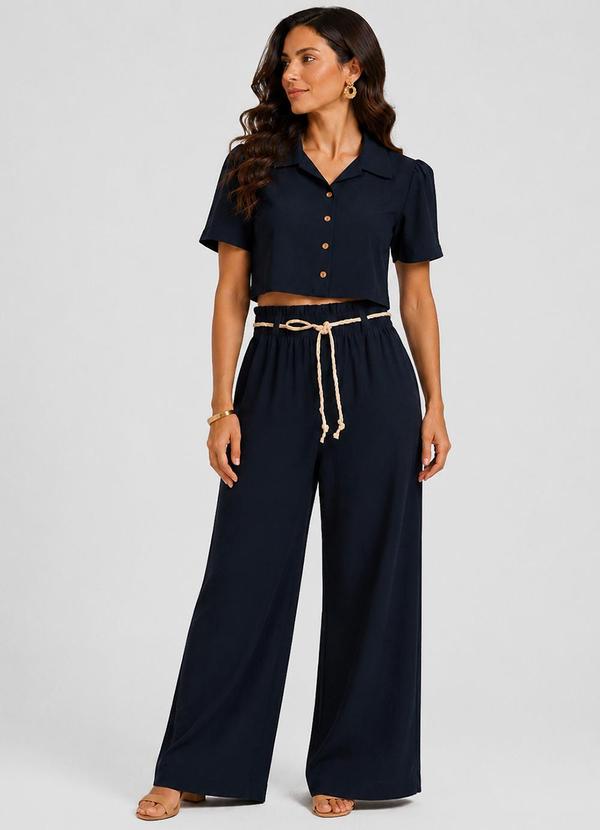 Conjunto Feminino em Viscolinho Azul