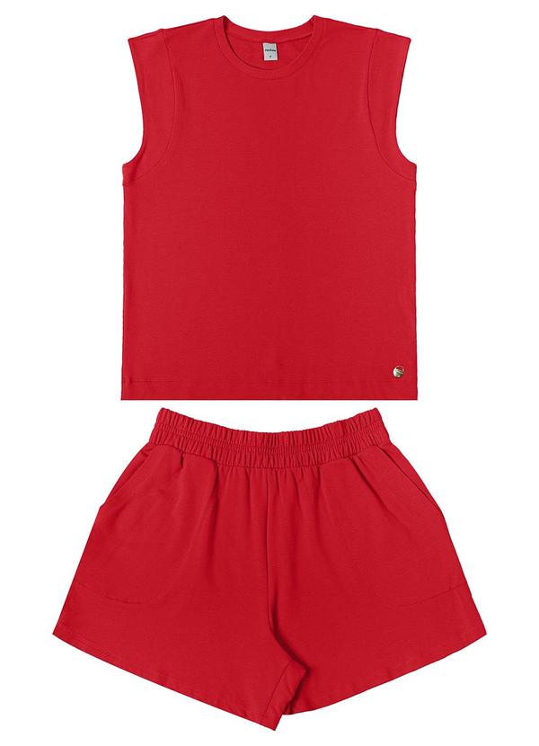 Conjunto Feminino Regata com Shorts Vermelho