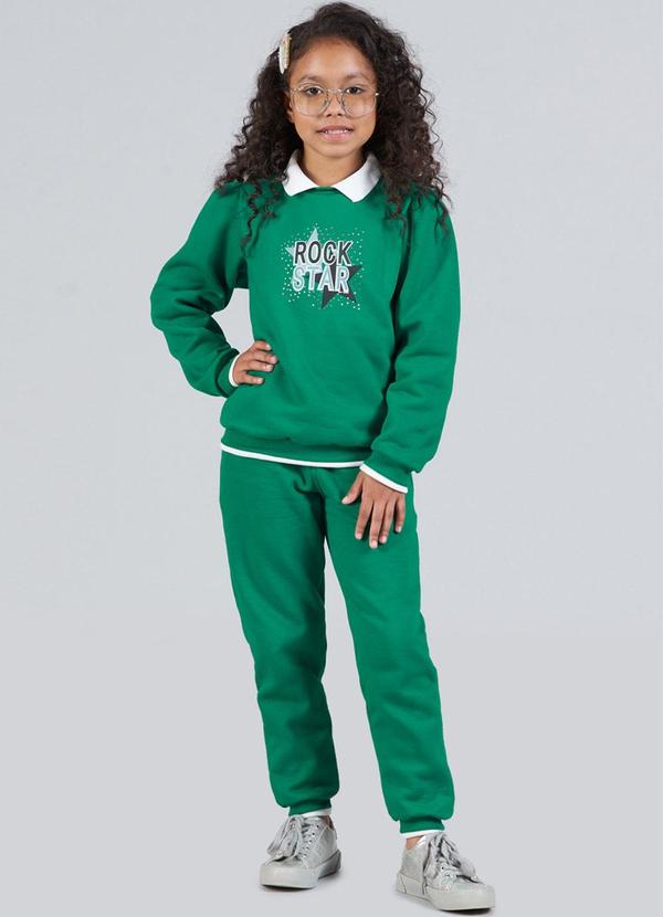 Vista 2 Conjunto Infantil Menina Moletom com Gola Verde Soft Bonni Soft Bonni