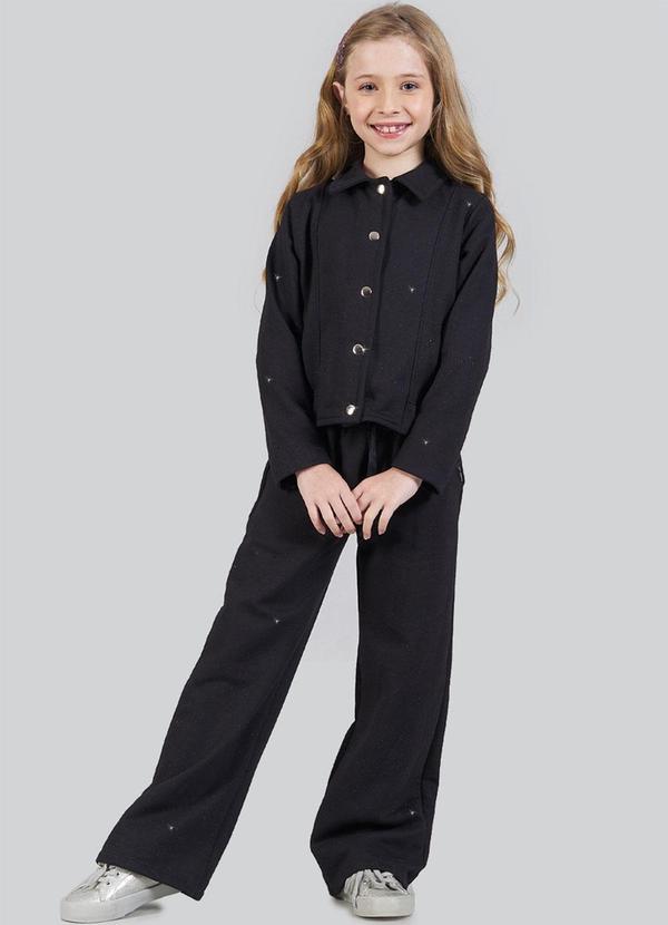 Vista 2 Conjunto Infantil Menina Moletom Glitter Preto Soft Bonni Soft Bonni