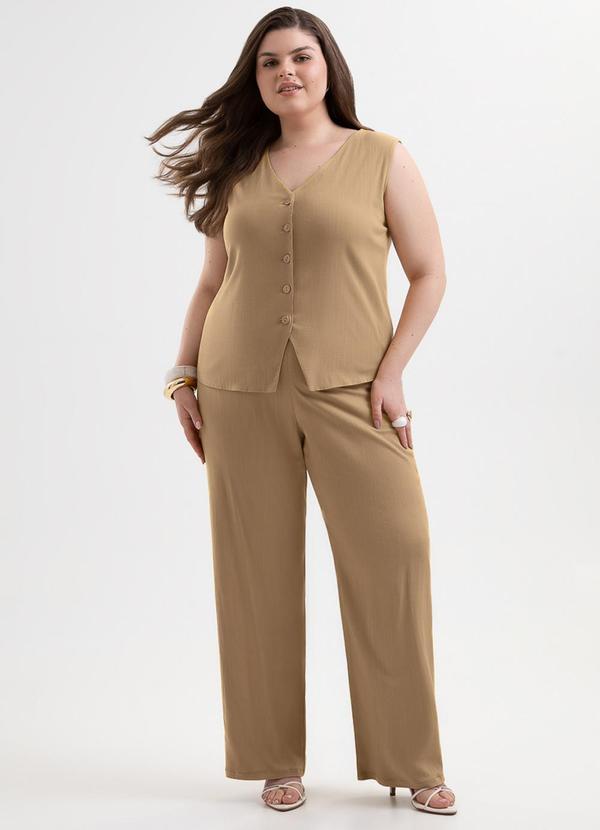 Conjunto Plus Size em Viscose com Elastano Marrom