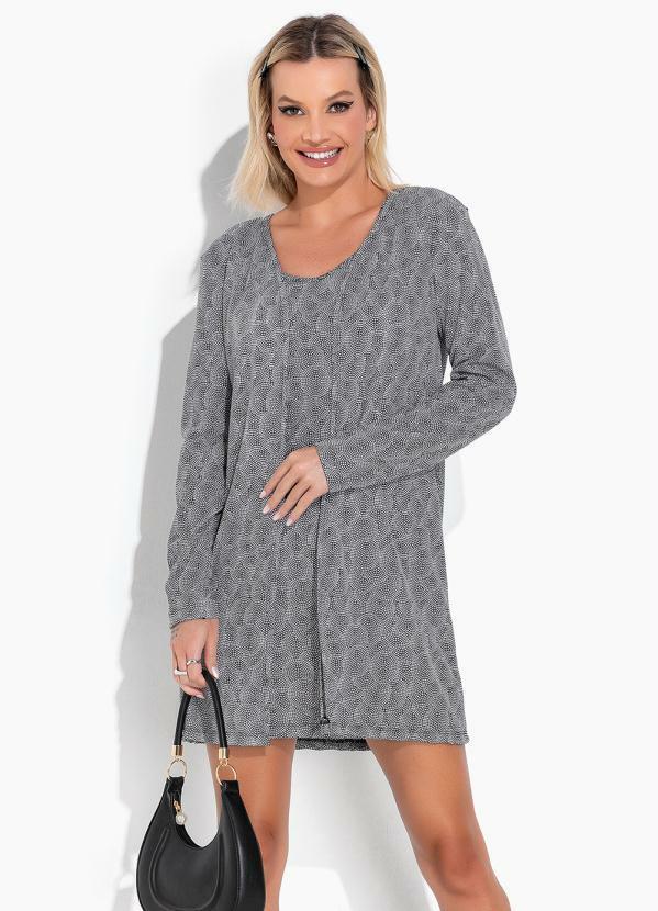 Vista 2 Conjunto Poá Preto com Vestido e Casaco Moda Pop Moda Pop