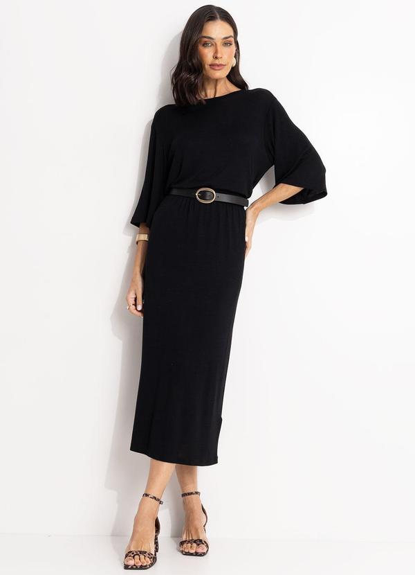 Conjunto Preto em Malha Tricot Leve