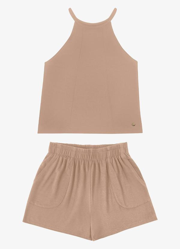 Conjunto Regata com Shorts Feminino Marrom
