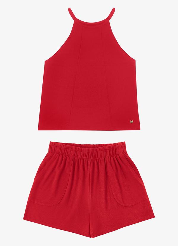Conjunto Regata com Shorts Feminino Vermelho