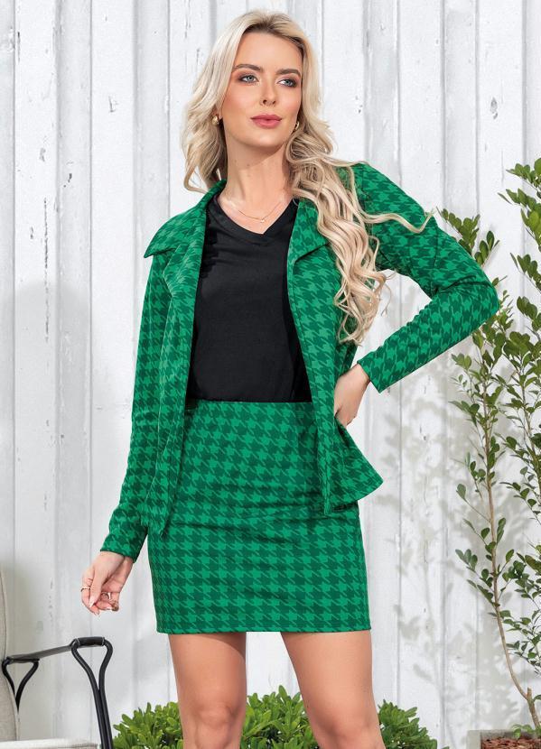 Conjunto Saia e Casaco Pied Poule Verde