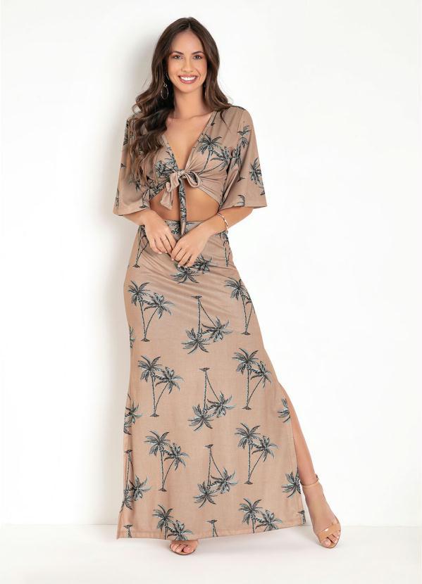 Vista 2 Conjunto Verão Folhagem Nude Moda Pop Moda Pop