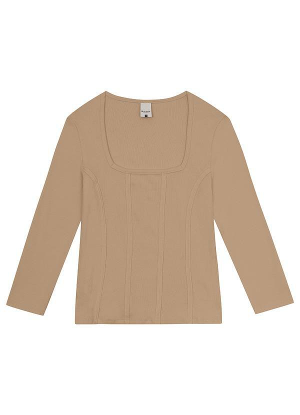 Vista 2 Blusa Areia Cropped em Ribana Malwee Malwee