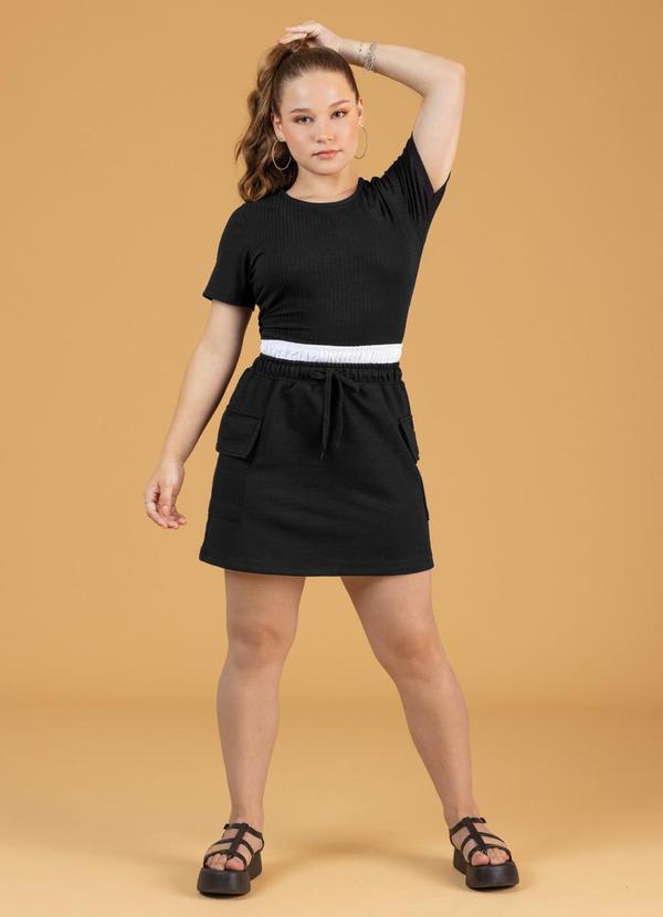 Blusa com Amarracao Teen Feminina Preto