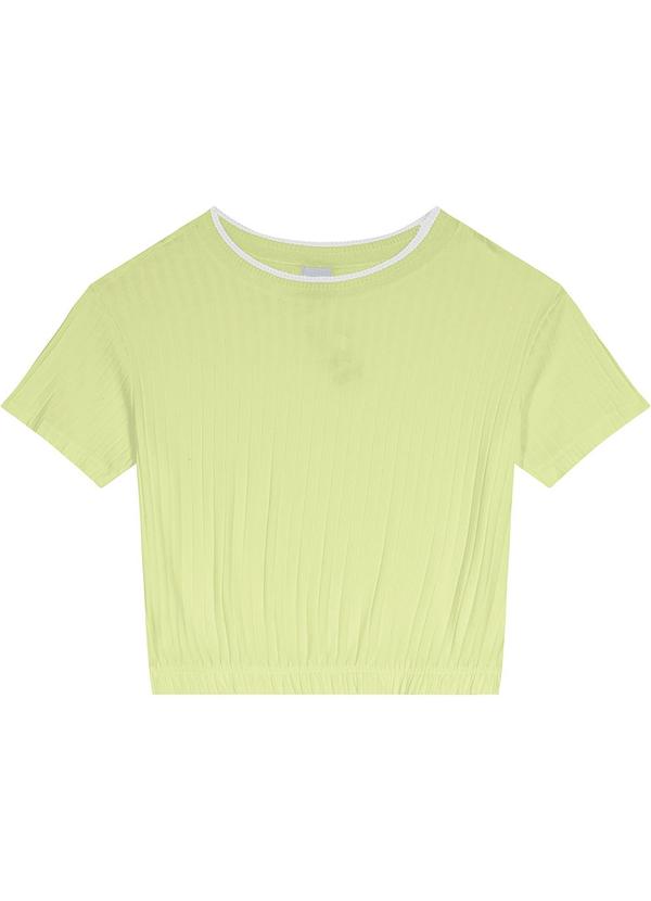 Vista 2 Blusa Cropped Canelada Verde Limão Malwee Malwee