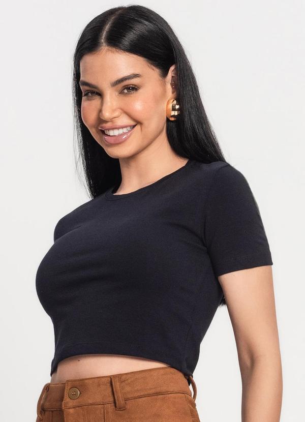 Blusa Cropped Cotton 30 Básica Kohmar Preto