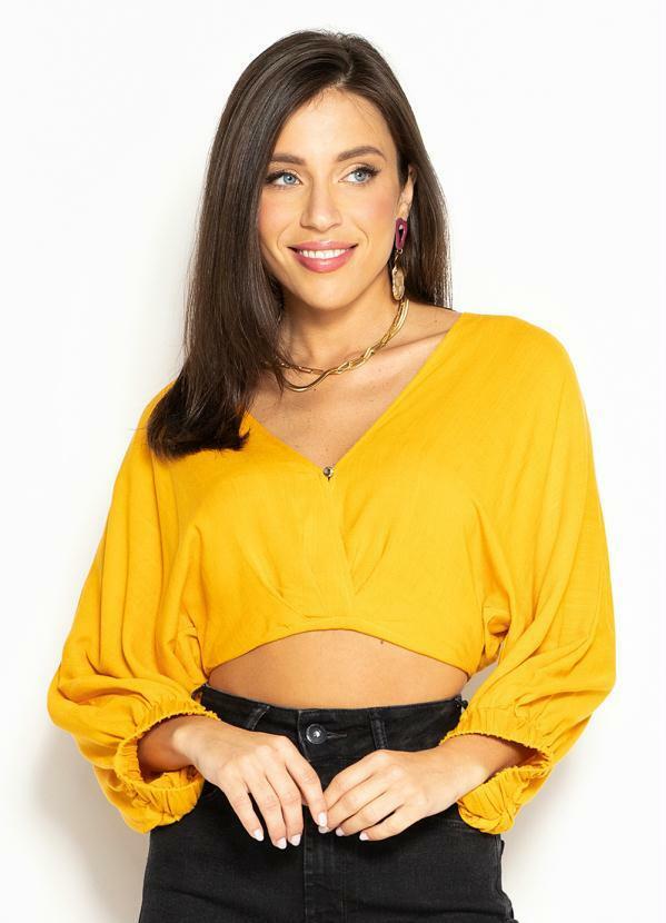 Blusa Cropped de Viscose Amarelo