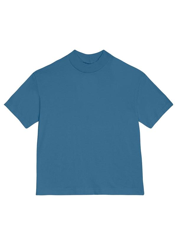 Vista 2 Blusa Cropped em Malha Azul Malwee Malwee