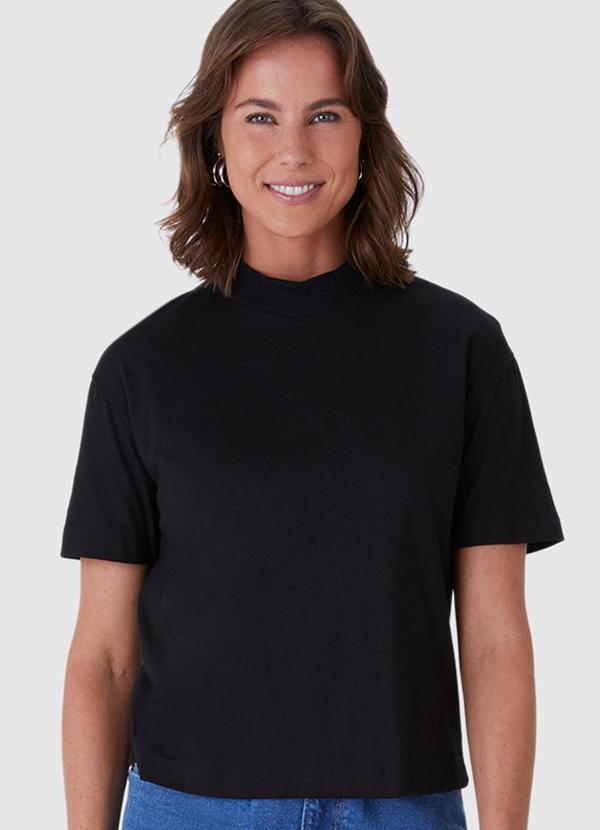 Vista 2 Blusa Cropped em Malha Preto Malwee Malwee