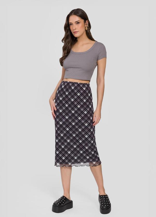 Blusa Cropped em Ribana Cinza