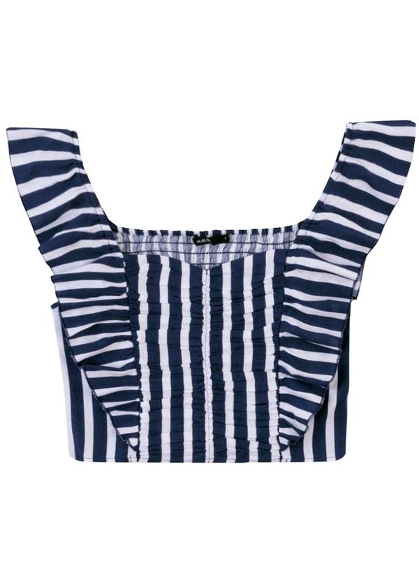 Blusa Cropped em Viscolinho Azul Marinho