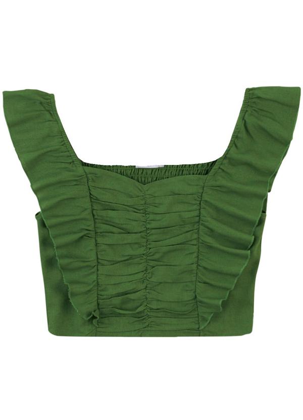 Blusa Cropped em Viscolinho Verde