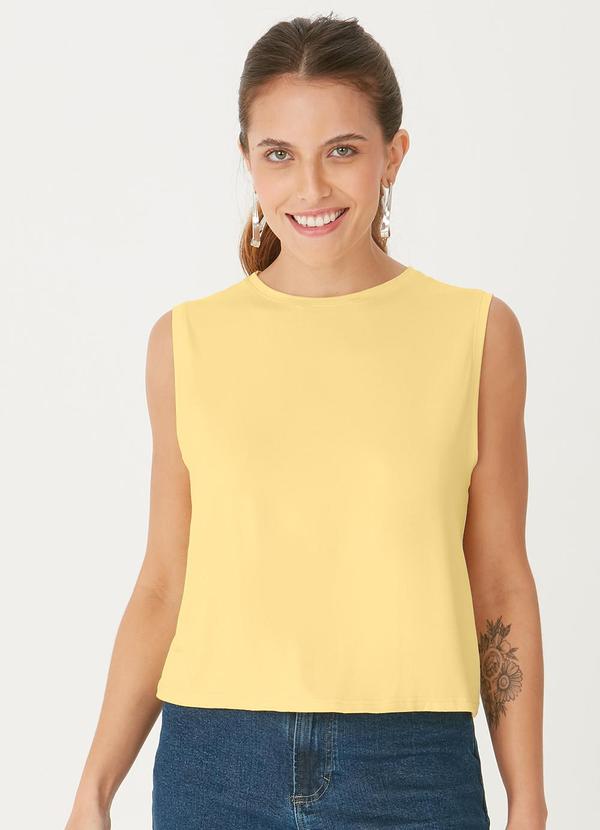 Vista 2 Blusa Cropped em Viscose Amarelo Claro Malwee Malwee