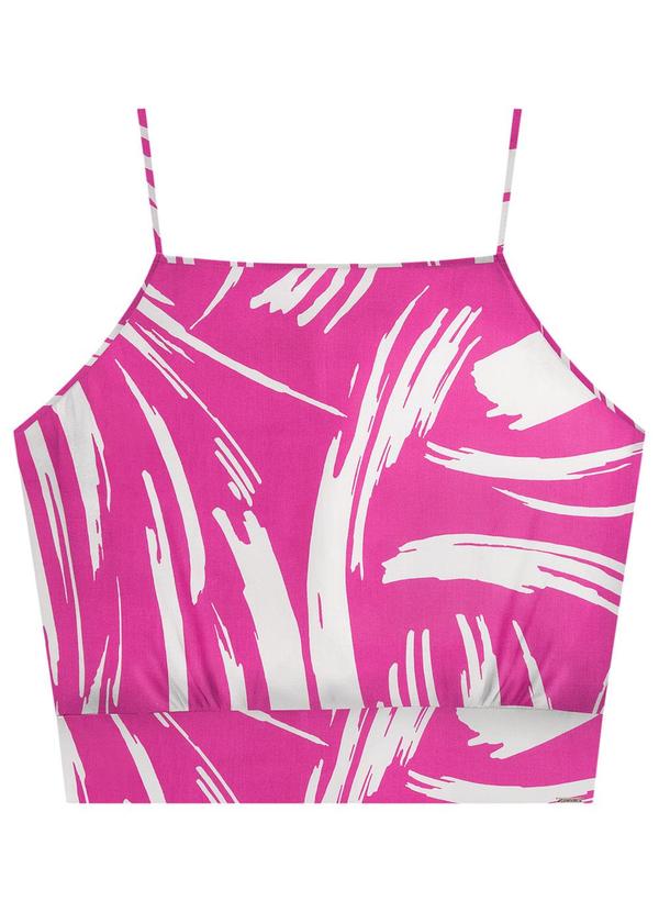 Vista 2 Blusa Cropped em Viscose com Lastex Rosa Lunender Lunender