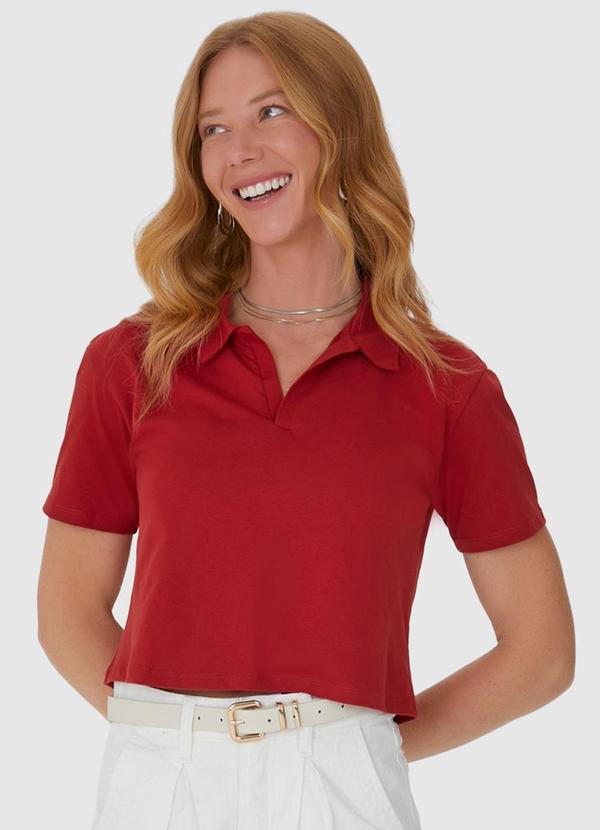 Vista 2 Blusa Cropped Gola Esporte em Algodão Vermelha Malwee Malwee