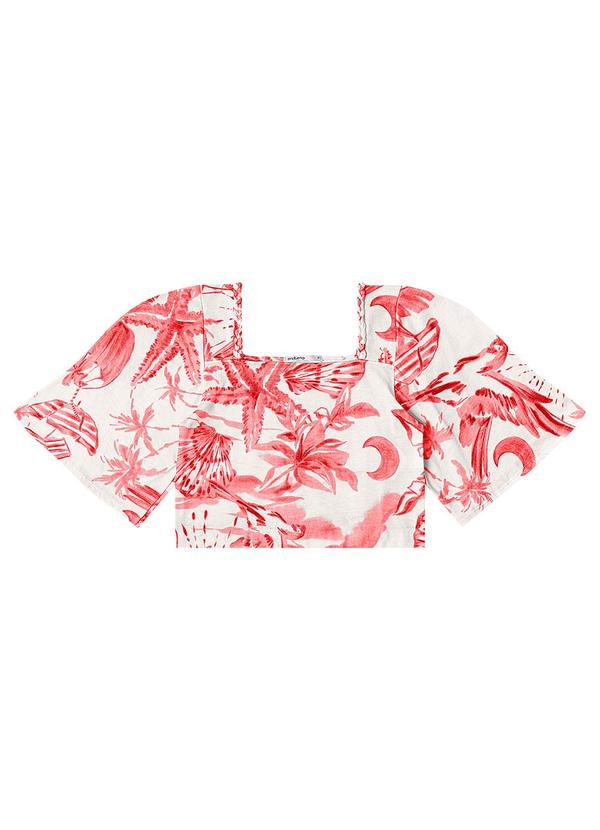 Blusa Cropped Manga Ampla em Meia Malha Laranja