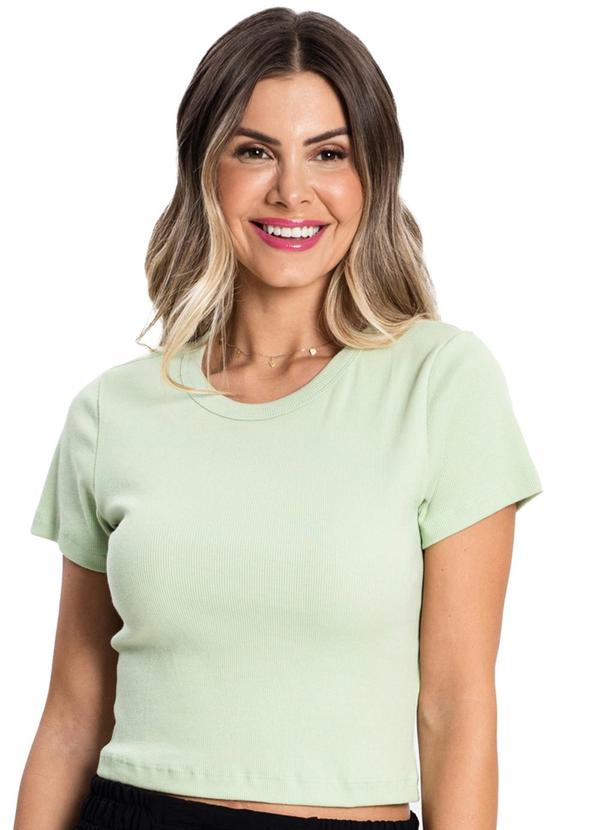 Blusa Cropped Ribana Básica Verde