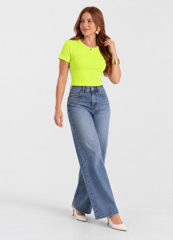 Blusa Cropped Ribana Básica Verde