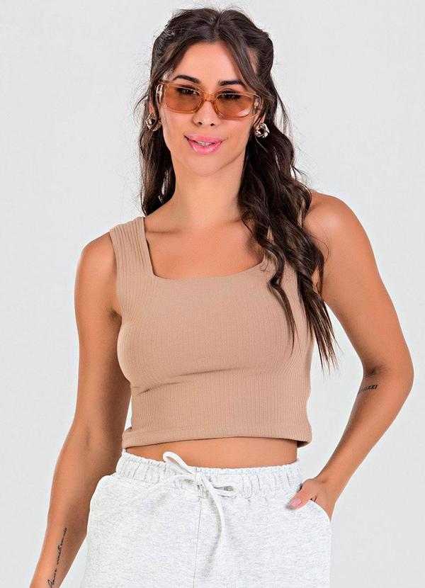 Blusa Cropped Ribana Canelada Terra