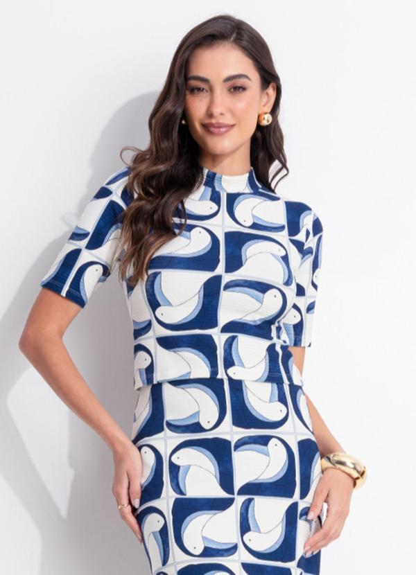 Blusa Cropped Tuca Tropical Off White