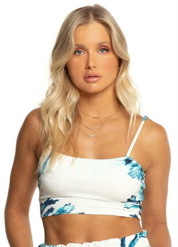 Blusa Curta de Alça Azul