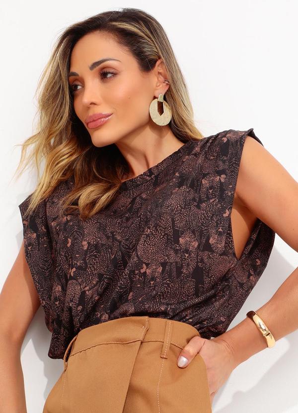 Blusa Estampada Preto