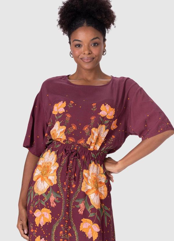 Blusa Feminina Cropped Floral Roxo