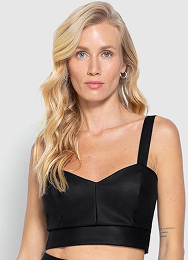 Blusa Feminina Cropped Resinada Preto