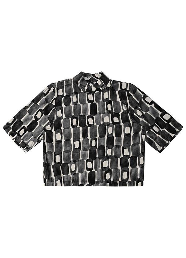Blusa Feminina Estampada Gola Alta Preto